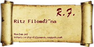 Ritz Filoména névjegykártya